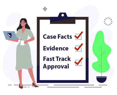 help with disability ssdi ssi claim woman character showing clipboard with winning strategy